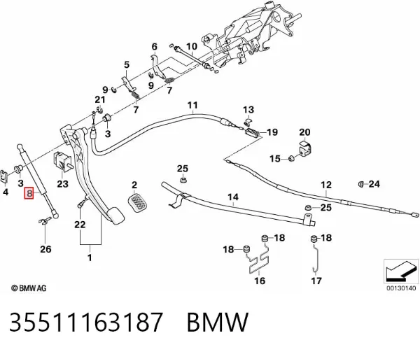 Амортизатор педали стояночного тормоза 35511163187 BMW