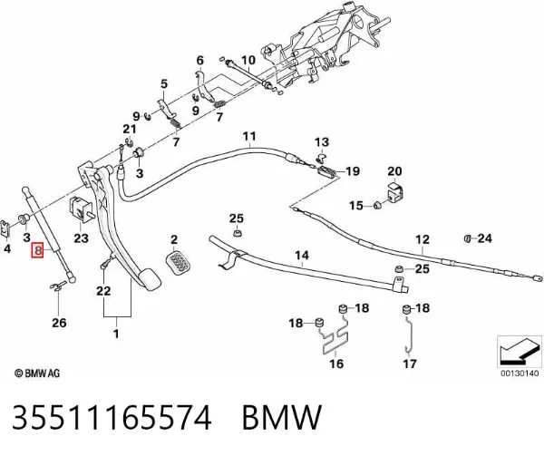 Амортизатор педали стояночного тормоза 35511165574 BMW