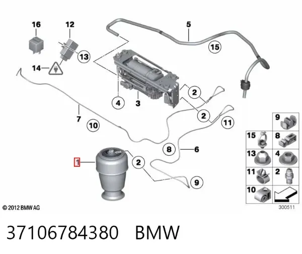 Пневмоподушка (пневморессора) моста заднего 37106784380 BMW