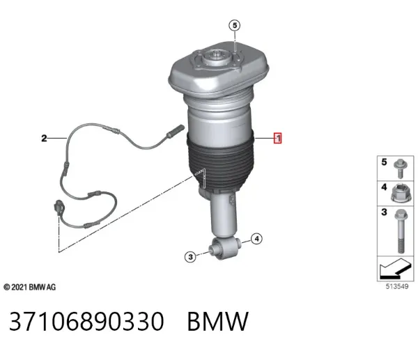 Амортизатор задний правый 37106890330 BMW