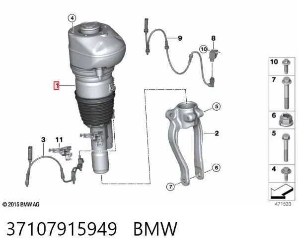 Амортизатор передний левый 37107915949 BMW
