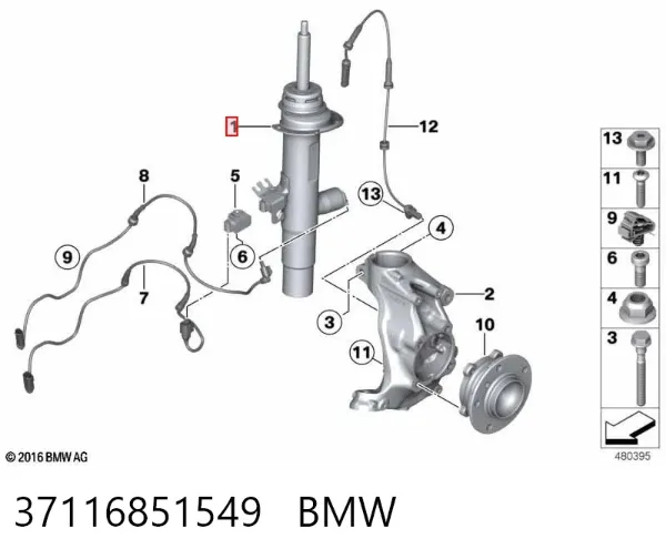 Амортизатор передний левый 37116851549 BMW