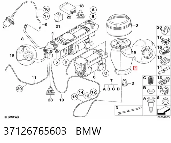 Пневмоподушка (пневморессора) моста заднего 37126765603 BMW