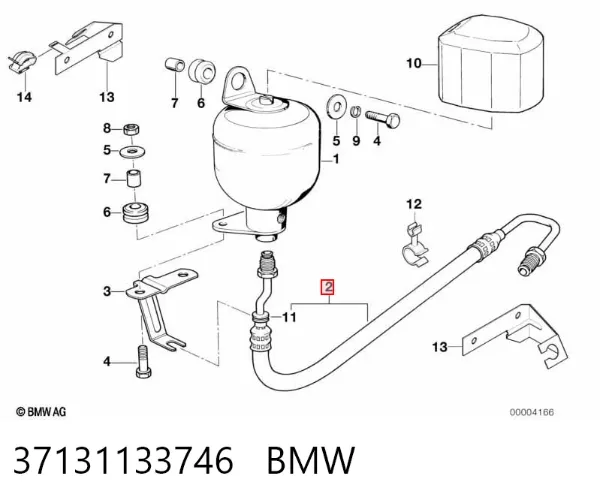Трубка пневматическая заднего амортизатора правого 37131133746 BMW