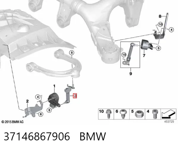 Тяга датчика уровня положения кузова передняя правая 37146867906 BMW