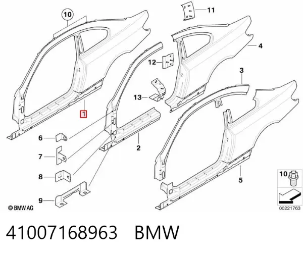 Порог внешний левый 41007168963 BMW
