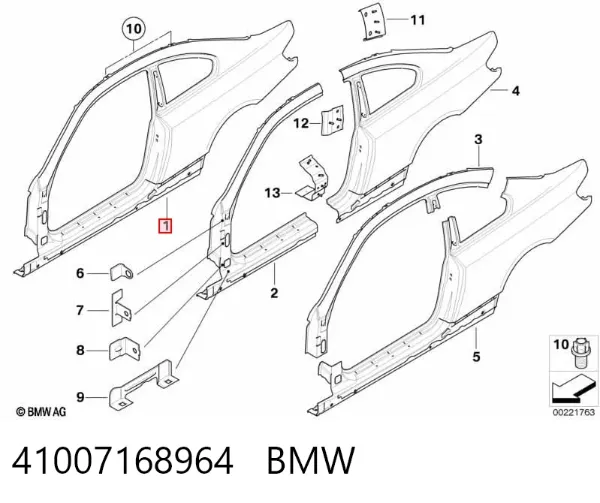 Боковина кузова правая 41007168964 BMW