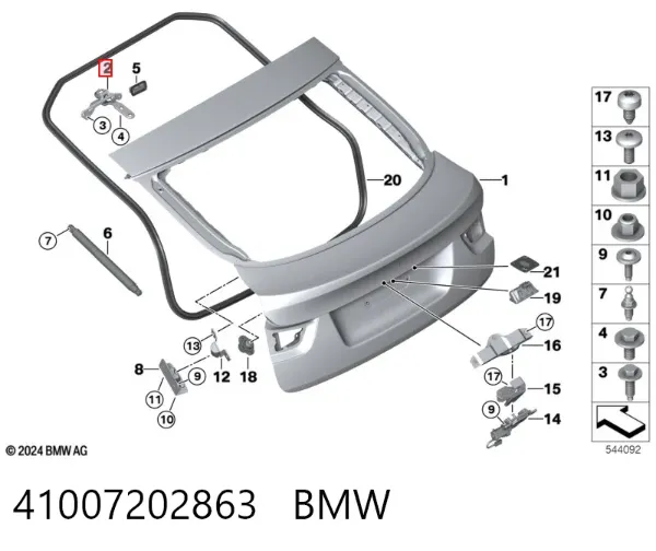 Петля задней двери 41007202863 BMW