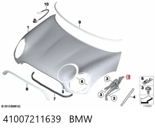 Петля капота левая 41007211639 BMW