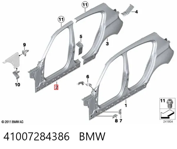 Проем передней правой двери 41007284386 BMW