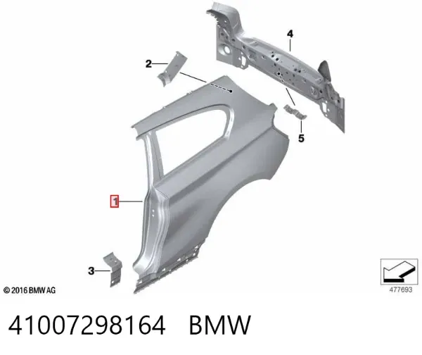 Крыло заднее правое 41007298164 BMW