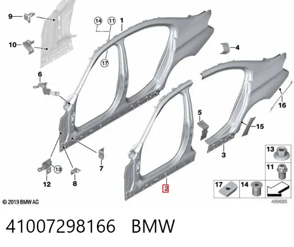 Проем передней правой двери 41007298166 BMW