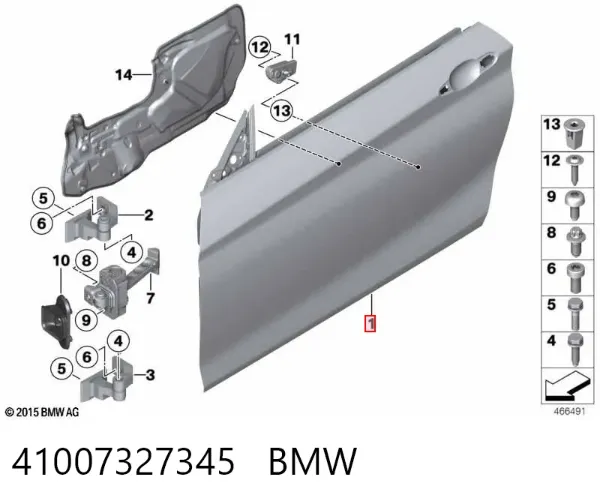 Дверь передняя левая 41007327345 BMW