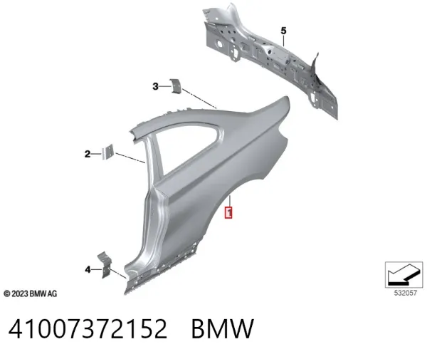 Крыло заднее правое 41007372152 BMW