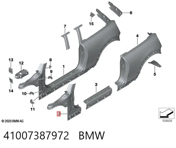 Стойка кузова передняя правая 41007387972 BMW