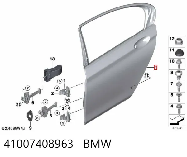 Дверь задняя левая 41007408963 BMW