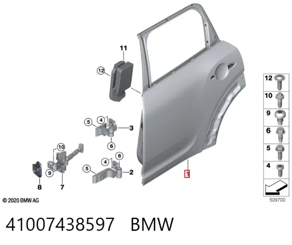 Дверь задняя левая 41007438597 BMW