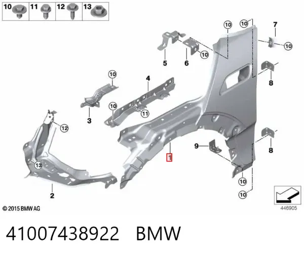 Крыло переднее правое 41007438922 BMW
