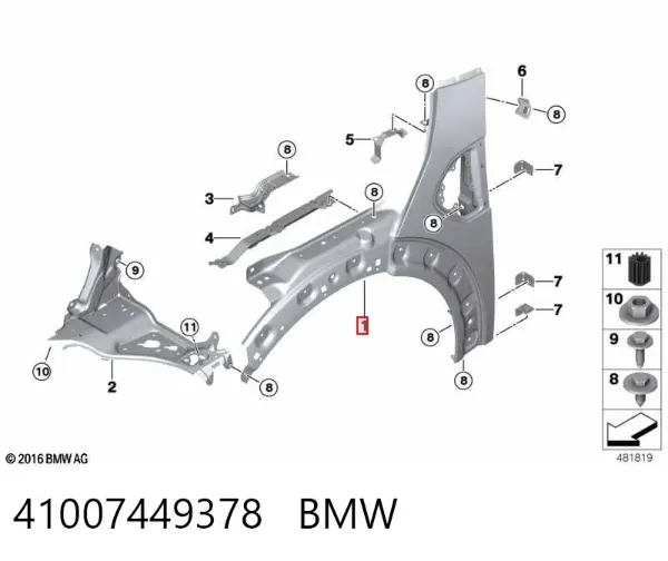 Крыло переднее правое 41007449378 BMW