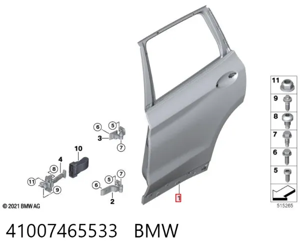 Дверь задняя левая 41007465533 BMW