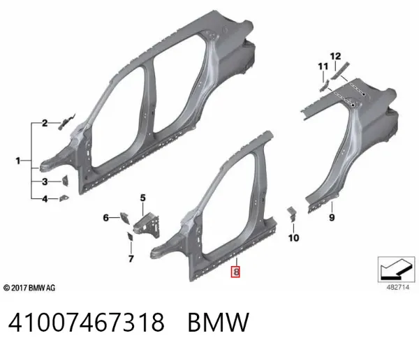 Проем передней правой двери 41007467318 BMW
