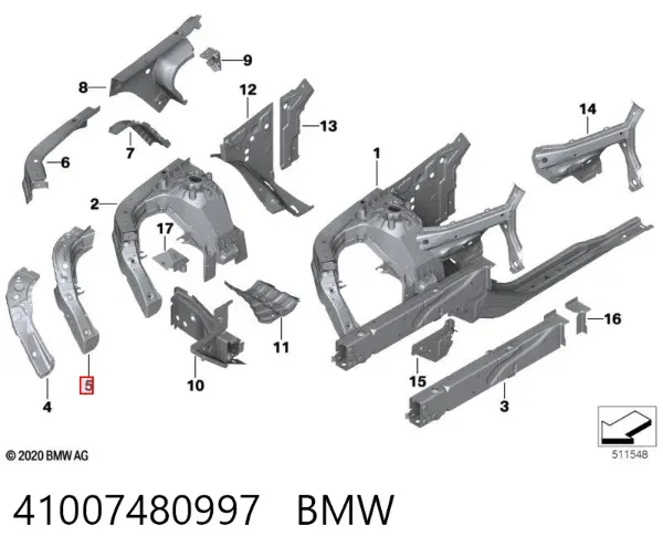 Арка крыла переднего левого 41007480997 BMW