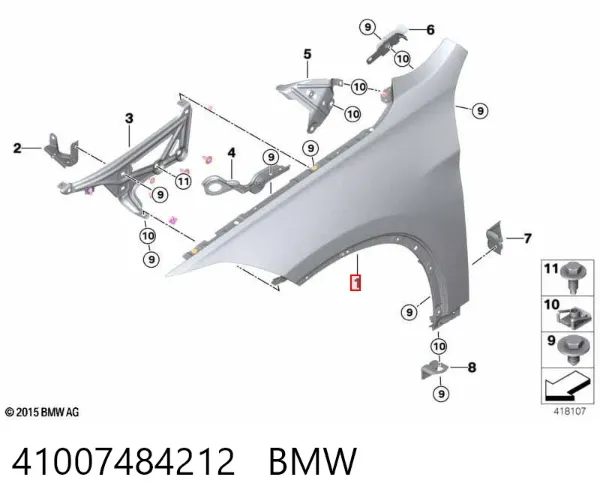 Крыло переднее правое 41007484212 BMW
