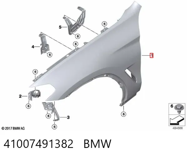 Крыло переднее правое 41007491382 BMW
