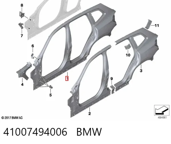 Боковина кузова правая 41007494006 BMW