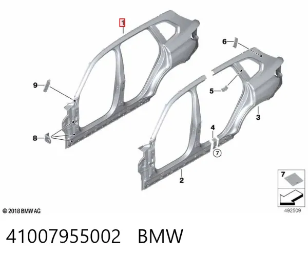 Боковина кузова правая 41007955002 BMW