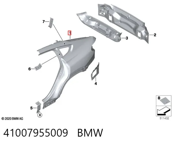 Крыло заднее левое 41007955009 BMW
