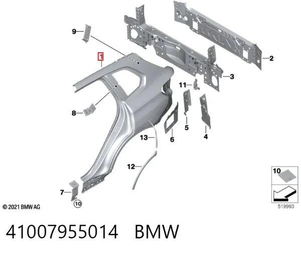 Крыло заднее правое 41007955014 BMW