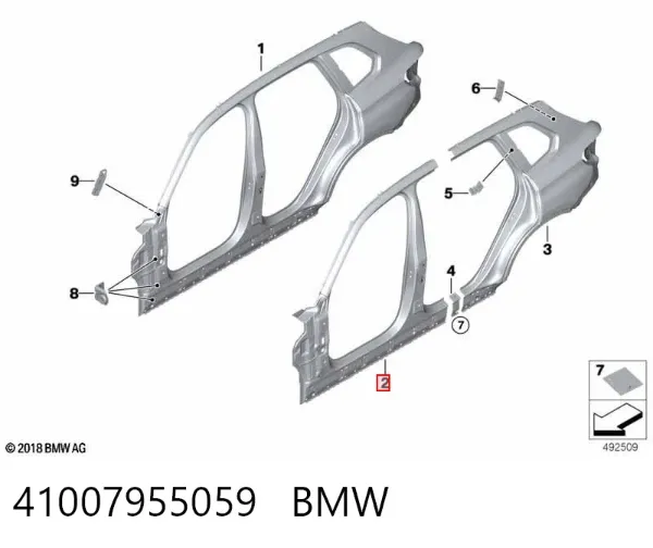 Проем передней левой двери 41007955059 BMW