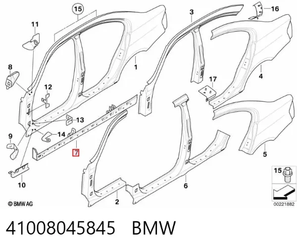 Порог внешний левый 41008045845 BMW