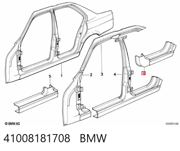 Порог внешний правый 41008181708 BMW
