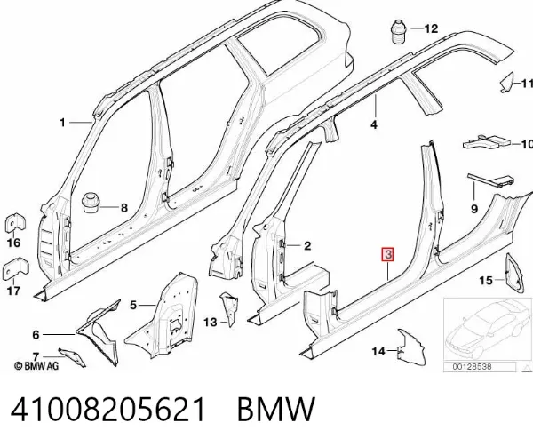 Стойка кузова центральная левая 41008205621 BMW