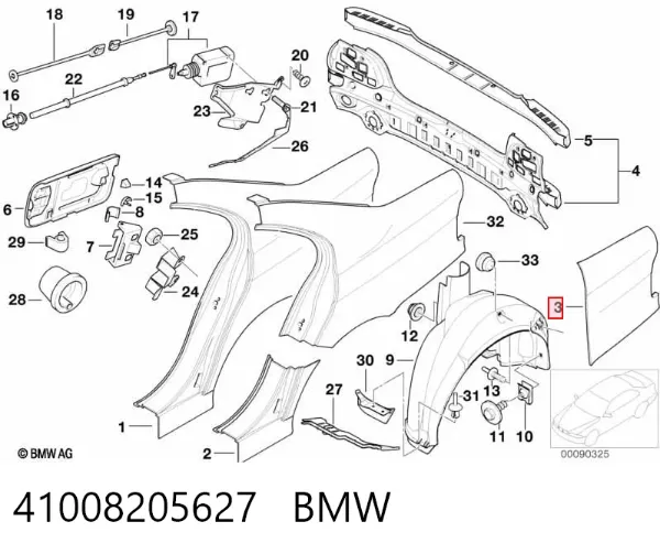 Крыло заднее левое 41008205627 BMW