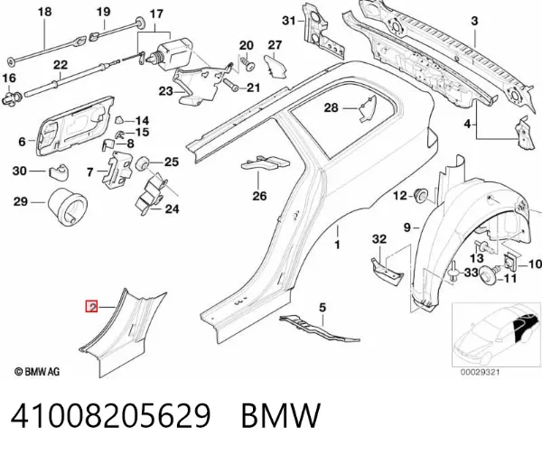 Крыло заднее левое 41008205629 BMW