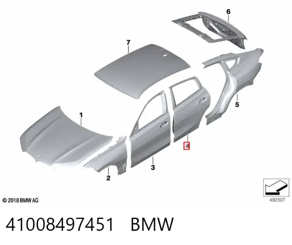 Дверь задняя левая 41008497451 BMW