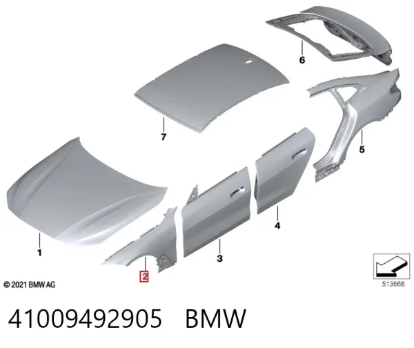 Крыло переднее левое 41009492905 BMW