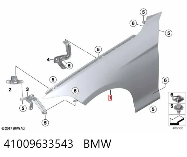 Крыло переднее левое 41009633543 BMW