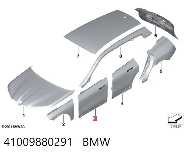 Дверь передняя левая 41009880291 BMW