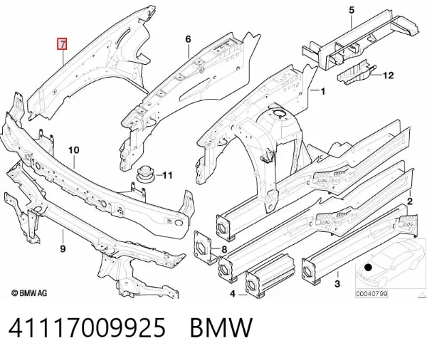 Усилитель крыла переднего левого 41117009925 BMW