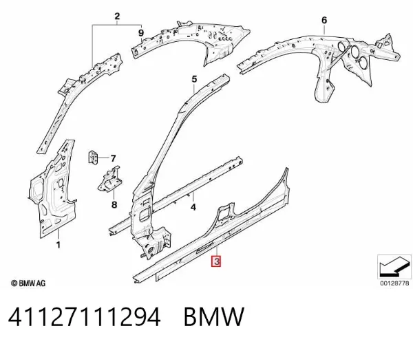 Лонжерон правый 41127111294 BMW
