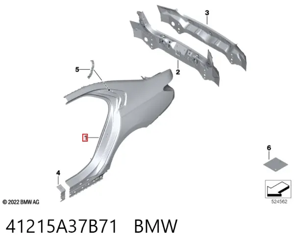 Крыло заднее левое 41215A37B71 BMW