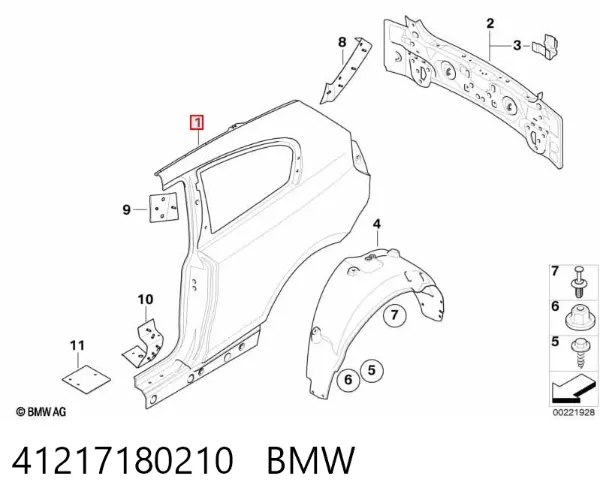 Крыло заднее правое 41217180210 BMW