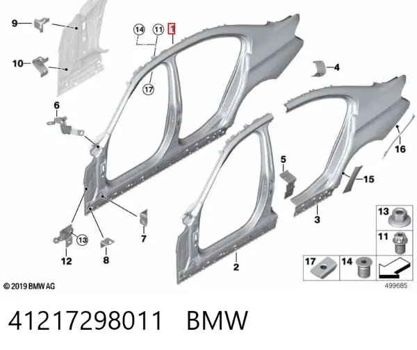 Боковина кузова левая 41217298011 BMW
