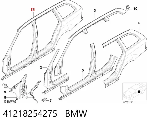 Боковина кузова левая 41218254275 BMW