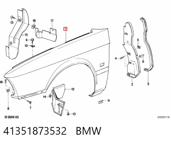 Крыло переднее правое BMW 5 E28