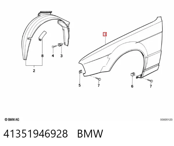 Крыло переднее правое 41351946928 BMW
